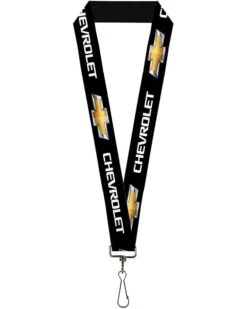 Buckle-Down Lanyard-1.0"-Chevrolet/Bowtie Black/Gold/White Repeat