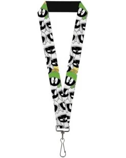 Buckle-Down Lanyard - Marvin The Martian Expressions Stacked White/Black/Green/Gold