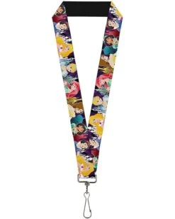 Buckle-Down Lanyard-1.0-Disney Princess Poses/Castle Silhouettes Pur