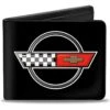 Buckle-Down Mens Pu Bifold Wallet - Corvette C4 Checker/Bowtie Logo Black, Multicolor, 4.0" X 3.5"