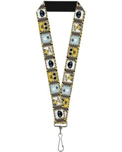 Buckle-Down Unisex-Adult's Lanyard-1.0-Wall-e & Eve Pose/face Hazard Blocks Gray/ye, Multicolor, One-Size