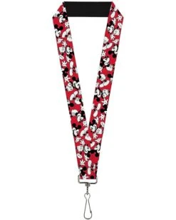 Buckle-Down Lanyard-1.0-Mickey Mouse Poses Scattered Red/Black/White