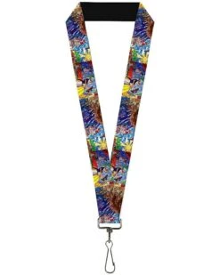 Buckle-Down Unisex Adults Lanyard - 1.0" Beauty & The Beast Stained Glass Scenes Key Chain, Multi Color, One Size US