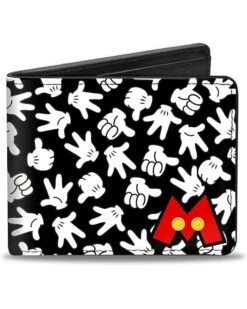 Buckle-Down Men's Mickey Mouse M Icon/Hand Gestures Scattered Black/White, Multicolor, Standard Size