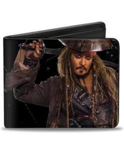 Buckle-Down Men's Jack Sparrow Vivid Sword Pose + Pirates Logo/Skull, Multicolor, Standard Size